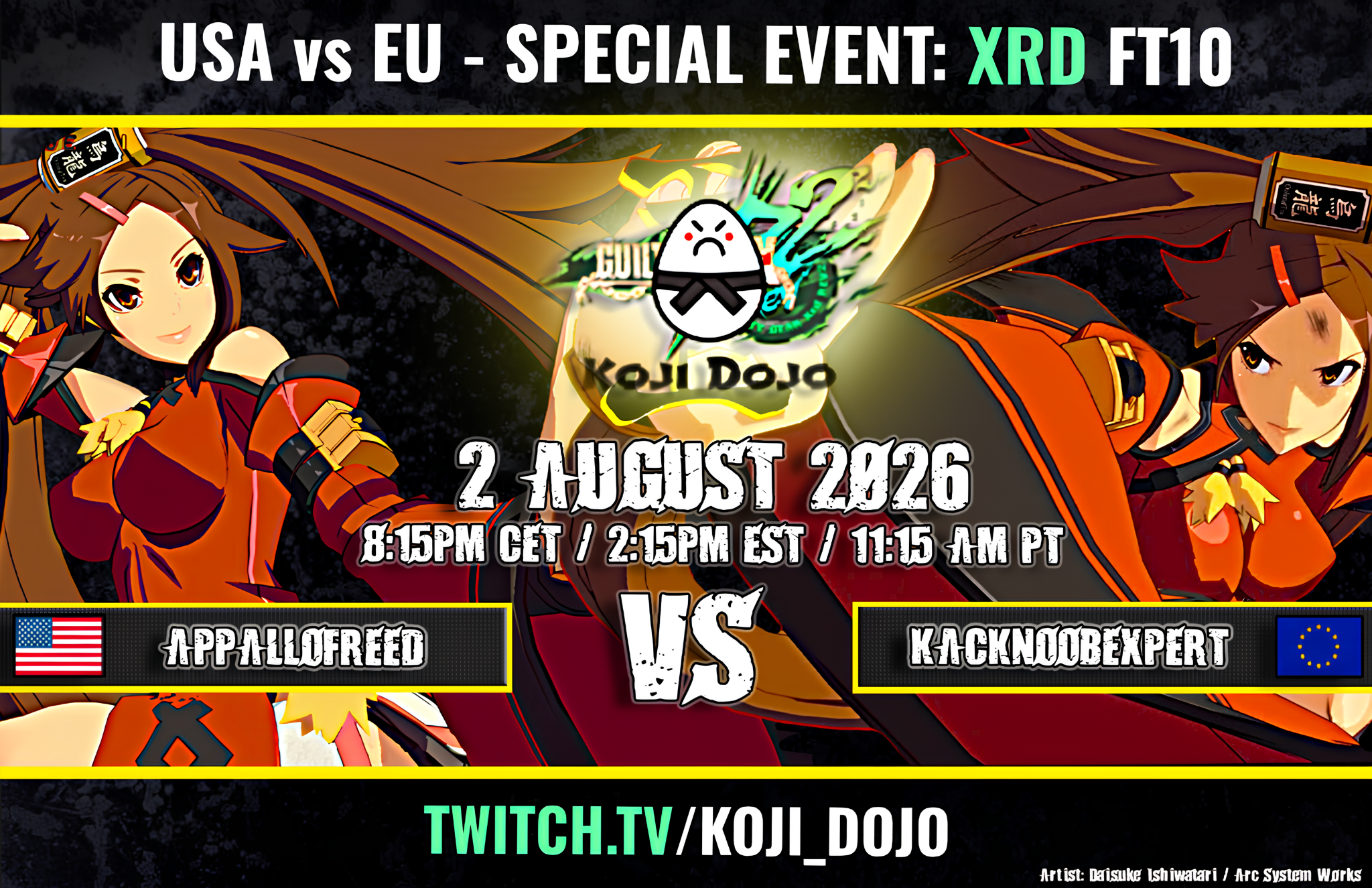 Koji Dojo USA vs EU Jam FT10 main event banner